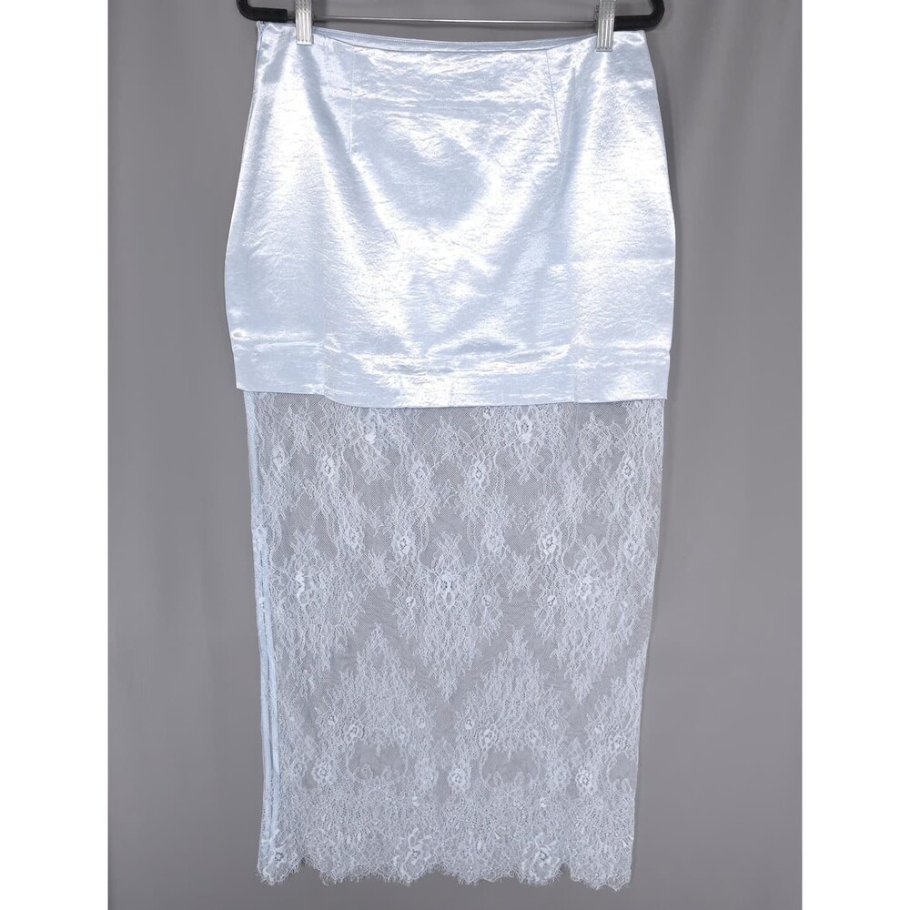 ANTHROPOLOGIE ENDLESS ROSE Womenโs NWOT Skirt LARGE Sheer Lace Satin HN5274K